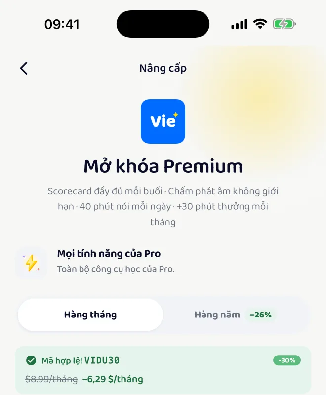 Màn hình Nâng cấp Premium với dải xanh Mã hợp lệ! VIDU30, giá gốc gạch ngang, giá sau giảm và nhãn -30%